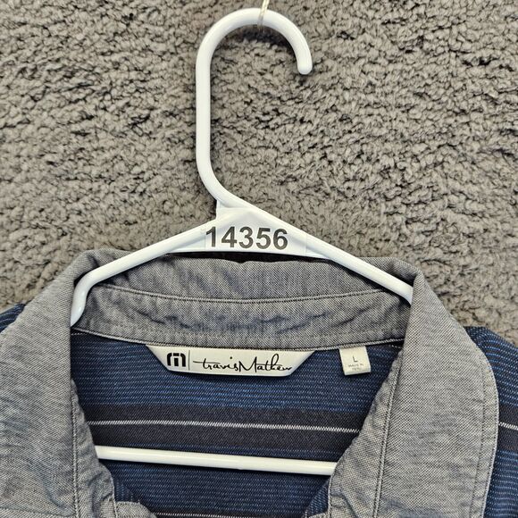 Travis Mathew Polo‎ Shirt Mens Size Large Gray Striped Short Sleeve - Picture 10 of 10